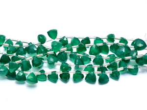 Piedras preciosas de ónix verde AAA, cuentas de Briolette facetadas de 7mm-8mm, cuentas de piedras preciosas semipreciosas de ónix verde Natural para la fabricación de joyas - Product Image 3