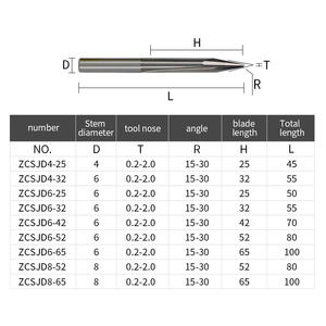Tip 0.2 degreel5 Shank 6 mét nửa khe cắm thẳng thép vonfram khắc CNC bits cho khắc gỗ V <span class=keywords><strong>bit</strong></span> - Product Image 3