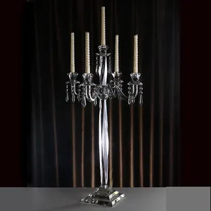 80cm H clear candelabra candle holder 5 arms crystal center pieces wedding decorations