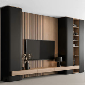 Mobile Porta <span class=keywords><strong>TV</strong></span> Sospeso da Parete di Lusso <span class=keywords><strong>a</strong></span> Prezzo di Fabbrica con Design Moderno, Unità Fluttuante in Legno Nero con LED per Soggiorno - Product Image 1