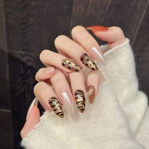 <span class=keywords><strong>Faux</strong></span> <span class=keywords><strong>ongles</strong></span> à presser œil de chat Léopard Sauvage, faits main, style Ins, avec effet blanchissant avancé, ensemble <span class=keywords><strong>chic</strong></span> - Product Image 5