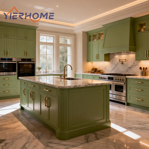 YIERHOME Set <span class=keywords><strong>Cucina</strong></span> Modulare Personalizzato |   Mobili verdi <span class=keywords><strong>con</strong></span> <span class=keywords><strong>isola</strong></span> <span class=keywords><strong>cucina</strong></span> abbinata - Soluzione completa - Product Image 1