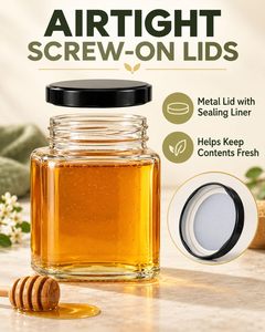 Pot en verre carré pour miel avec étiquette personnalisée, pot en verre pour épices et confitures, pot en verre borosilicate transparent, mini pot de luxe pour le stockage des aliments, pot en verre pour miel - Product Image 3