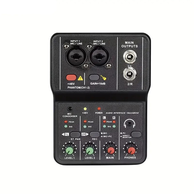 2024 Latest Q12 Soundcard Audio Interface for Recording Mini USB Audio Interface Audio Mixer De Audio 16bit/24khz for Podcast