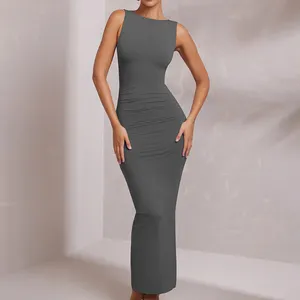 Custom Ladies Digital Printing Gradient, Bodycon Dress Women Best Selling Ins Off Shoulder Long Sleeves Maxi Dress/