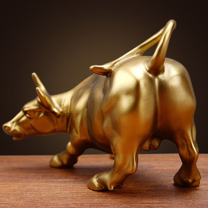 Wall Street Ganado Cobre Buey Escultura Toro Estatua Carga Stock Mercado Vaca Estatua Decoración para el hogar Regalo Knick-Knacks - Product Image 2