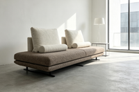 Canapé de loisirs en tissu double couche de luxe, coussins de dossier amovibles, canapé 2 places minimaliste italien pour grand appartement