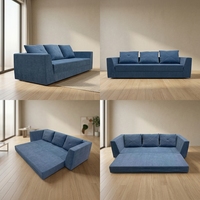 Canapé-lit modulaire convertible moderne en tissu velours côtelé, compressé sous vide, livré en boîte