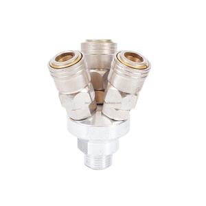用于空气软管连接器的镀镍<span class=keywords><strong>3</strong></span>路快速接头G1/<span class=keywords><strong>2</strong></span>螺纹C型ssmy快速接头自锁快速接头 - Product Image 1
