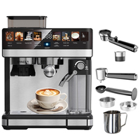 Machine à café expresso professionnelle Bean-to-Cup avec moulin intégré, double chaudière, système numérique automatique de mousse de lait et poignée pour capsules