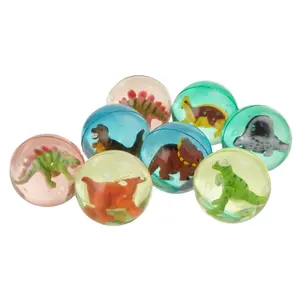 45mm rubber bouncing balls with dinosaur figurines inside