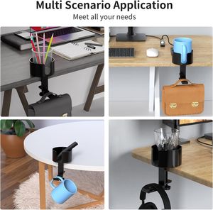 Nhôm Bàn Cup Chủ 2 Trong 1 Bàn Cup Chủ Với Headphone Móc Áo <span class=keywords><strong>360</strong></span> Xoay Chống-Tràn Máy Tính Để Bàn Cup Chủ Cho Bảng - Product Image 5