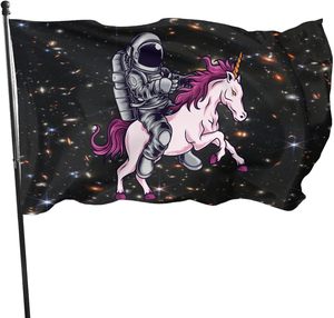 Bandera <span class=keywords><strong>de</strong></span> Astronauta <span class=keywords><strong>Unicornio</strong></span> 3x5 pies para Exterior e Interior con Ojales, Pancarta Decorativa para Jardín y Patio - Product Image 1