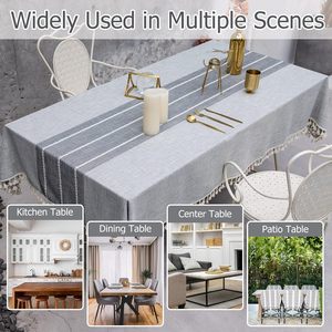 Skymoving tự nhiên 3D thêu Polyester <span class=keywords><strong>cotton</strong></span> vải bàn ăn vải với tua tùy chỉnh không thấm nước hình chữ nhật Khăn trải bàn - Product Image 5