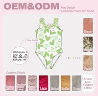 Maillots de bain une pièce personnalisés pour filles avec garniture florale 3D, imprimé pastèque, papillon et cœur, pour 2-12 ans, OEM ODM