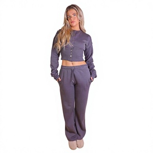 Ensemble de survêtement 2 pièces pour femme, grande taille, hiver, avec corset boutonné, en polaire respirante polyester/coton – Meilleures ventes, haute qualité - Product Image 1