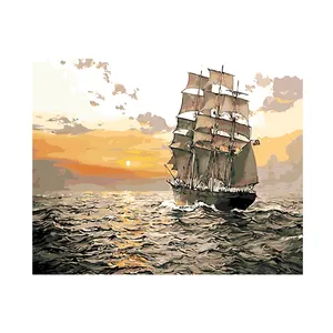 Drawing Canvas Diy Abstract Oil Painting Sailboat At Sea Hand Painted Wall Pictures For Living Room Home Decoration