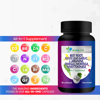 Complément 7-en-1 Racine de Betterave Feuille d'Olivier Ail L-Arginine Oméga 3 Moringa Nattokinase Capsules Quotidiennes de Bien-être Entièrement Naturelles