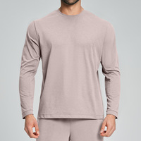 T-shirt à manches longues en micro-mesh, col rond, pour homme, séchage rapide, polyester, évacuation de l'humidité, sport, décontracté, fitness, maison, randonnée, logo personnalisé