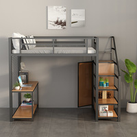 Lit superposé moderne et minimaliste en métal réglable pour petit appartement, avec bureau multifonctionnel intégré, idéal pour dortoir, garantie 8 ans