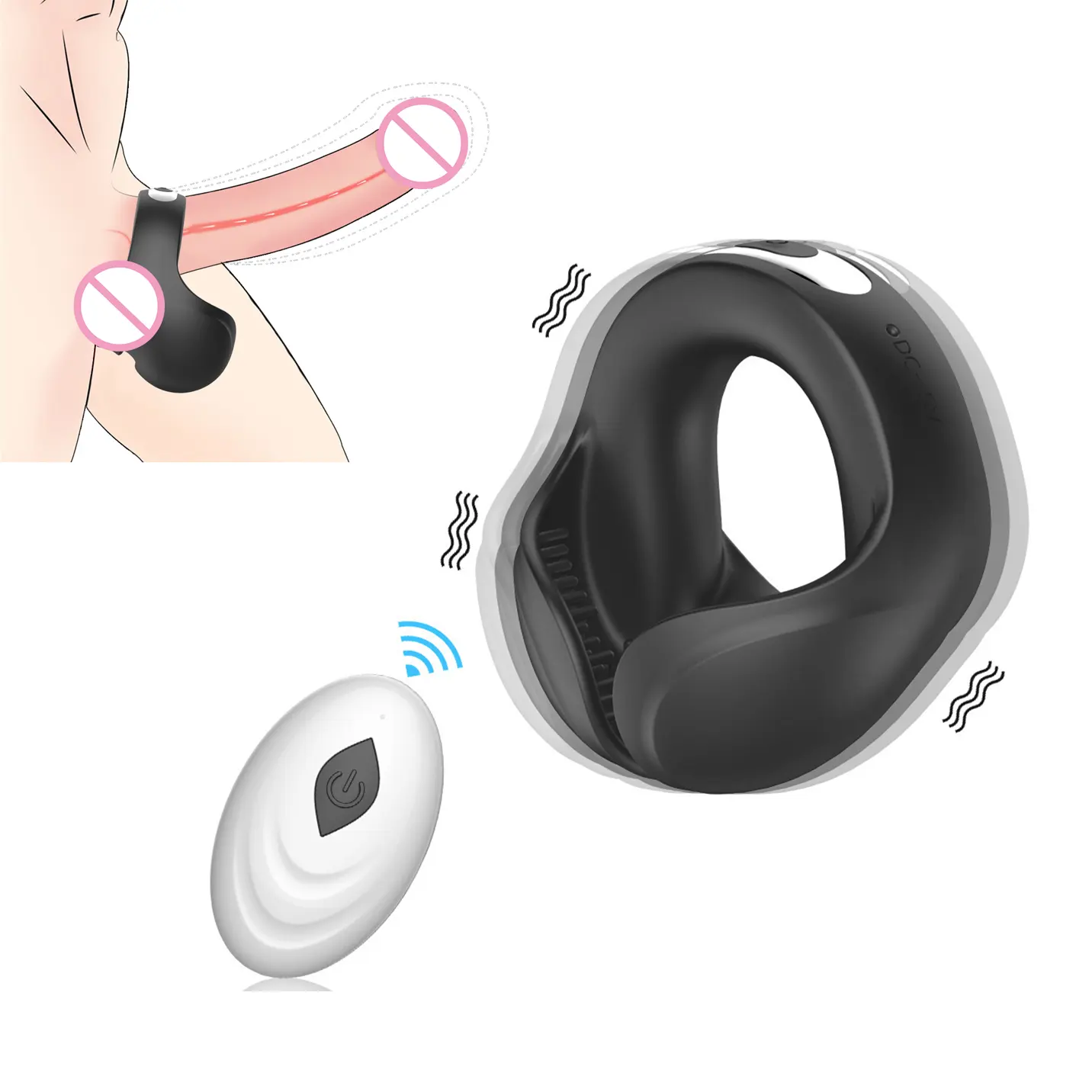 Telecomando Cock Penis Ring vibratore gomma siliconica prodotti maschili forte vibrazione ritardo eiaculazione Cock Ring per gli uomini