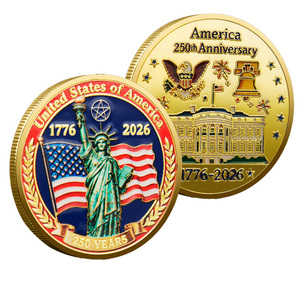 Памятная монета «Статуя Свободы» к 250-летию Америки (1776-2026), позолоченная, двухцветная, из литого металла, коллекционная - Product Image 1