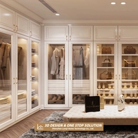 Dressing sur mesure haut de gamme avec vitrine à bijoux et montres, éclairage LED, vente en gros, OEM ODM, luxe