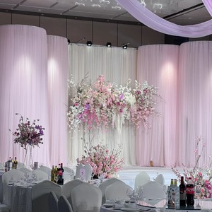 Toile de fond en tulle sur mesure pour scène de <span class=keywords><strong>mariage</strong></span>, rideaux en gaze, décorations, mise en scène d'anniversaire, fond pour diffusion en direct - Product Image 2