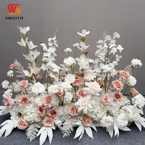 Chemin de table élégant en soie artificielle beige, motif asymétrique brisé, pour décoration de scène d'événements et de mariages - Product Image 2