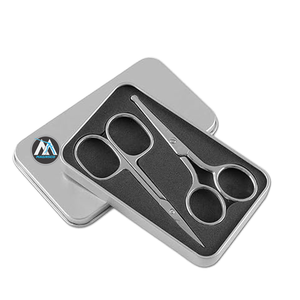 Tijeras para vello nasal de acero inoxidable con hoja recta y punta afilada, tijeras pequeñas de plástico, kit de seguridad para recortar el vello. - Product Image 2