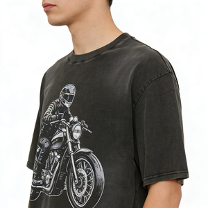 <span class=keywords><strong>T</strong></span>-<span class=keywords><strong>Shirt</strong></span> da <span class=keywords><strong>Motociclista</strong></span> per Uomo e Donna, Oversize in Cotone Nero, Moda Urbana Trendy con Maniche Corte - Product Image 2