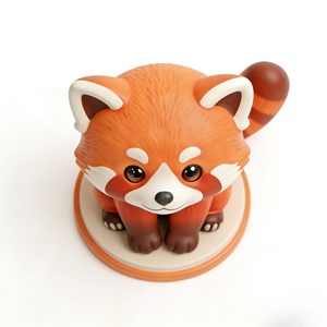 Figurine en résine de panda roux à queue bouclée, mignonne et apaisante. Cette sculpture a été sculptée et moulée par Bozhiyi. - Product Image 3