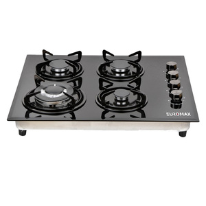 Estufa de <span class=keywords><strong>gas</strong></span> de vidrio negro duradero con diseño integrado sin costuras, cocina multiquemador para uso doméstico. - Product Image 2