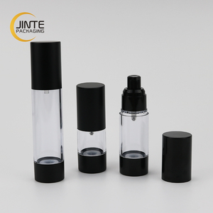 Hot Selling Black Plastic Airless Pump Bottle With Pump Makeup Containers 15ml 30ml 50ml Transparent Bottle Matte Serum Cream