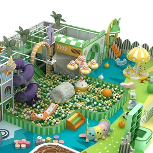 QiaoQiao niños Macaron Parque Forestal verde personalizado estructura de juego suave gran patio interior mayorista