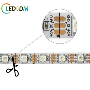 Bande lumineuse RVB programmable haute luminosité 5V Ws2812 144leds/m 12mm 28.8 W/m noir blanc PCB Ws2812 bande LED RVB adressable - Product Image 6