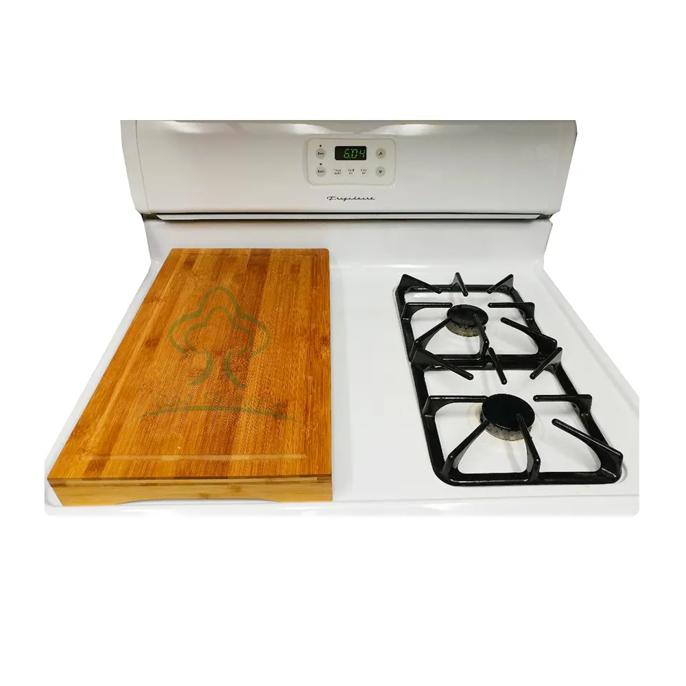 Estufa de madera de bambú para cocina, cubierta superior, tabla de cortar de madera elevada, tablas de cortar resistentes