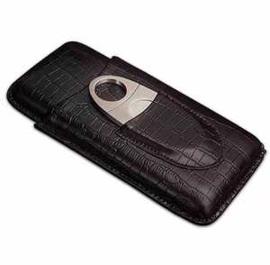 Wholesale Genesis Luxury American Style Crocodile Pattern Lacquered Portable Tube Leather <strong>Cigar</strong> Box <strong>Cutter</strong> Humidors Includes - Product Image 6