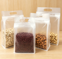 Sacs en plastique givrés auto-scellants à fermeture éclair, sacs à soufflet transparents à fond plat, pochettes d'emballage verticales pour aliments, bonbons et cadeaux