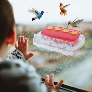 Comedero de colibrí <span class=keywords><strong>Bebedero</strong></span> PC Plástico Comida salvaje Comedero de pájaros <span class=keywords><strong>Bebedero</strong></span> con 3 ventosas - Product Image 6