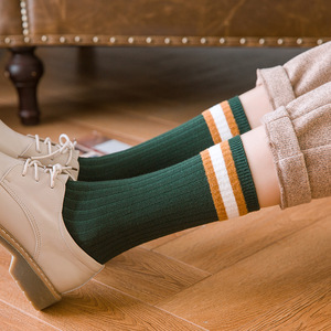 New Fashion Women's Long <strong>Socks</strong> Calf <strong>Length</strong> <strong>Knee</strong> <strong>Length</strong> <strong>Socks</strong> College Style Bright Color Solid <strong>Socks</strong> Colorful Stripes Cotton - Product Image 4