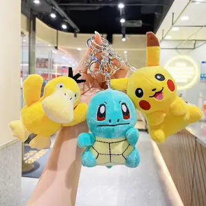 Kawaii Pokemoned Plush boneca 10cm chaveiro brinquedos de pelúcia chaveiro para mochilas decoração