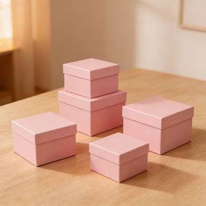 Custom Pink Square Lid And Base Box Embossed <b>Jewelry</b> Gift <b>Packaging</b> Boxes With Logo - Product Image 4