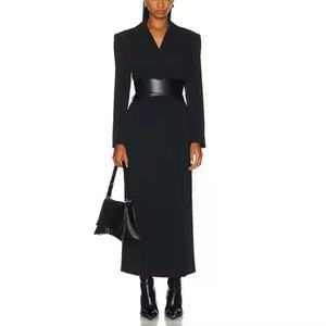 เดรสใหม่มาแรง ราคาถูก ชุดทำงานสไตล์วินเทจ คอวี แขนยาว ผ้าลินินคอตตอน ทรงแม็กซี่ สำหรับผู้หญิง/ซีอีโอ - Product Image 1