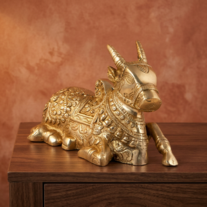 Figura Decorativa de Latón Hecha a Mano, Estilo Tradicional, Diseño de Vaca Nandi, Ideal para la Celebración de Diwali - Product Image 6