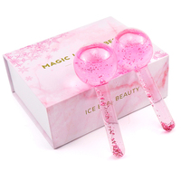 Rouleau de Massage du visage boule de cristal refroidissement du visage globes de glace vague d'eau Massage du visage et des yeux soins de la peau 2 pièces/boîte