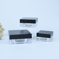 Vente en gros de pots en plastique carrés noirs vides de 15 g pour poudre libre
