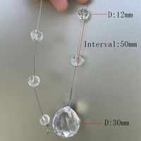 Guirlande de cristal K9 30 mm, rideaux de fond de scène de mariage de luxe à suspendre au plafond avec perles de verre transparentes et forme de diamant