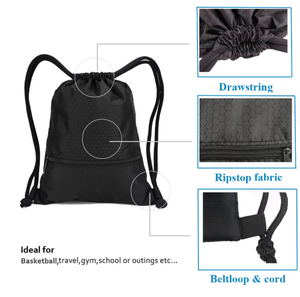 Custom Printed Reusable <b>Backpack</b> <b>Drawstring</b> Bags Football Basketball Sport Gym Oxford <b>Drawstring</b> <b>Backpack</b> with Zipper Pocket - Product Image 4