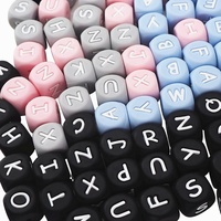 Promotion Perles Lettres Alphabet 12mm en Silicone Gris pour Chaîne de Sucette Bébé DIY Accessoires